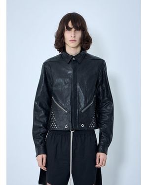 Rick Owens Studded Leather Jacket - Blue
