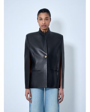 KHAITE Single-Breasted Leather Jacket - Blue