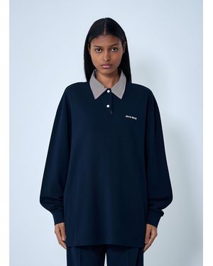 Miu Miu Collared Long Sleeve Polo Shirt - Blue