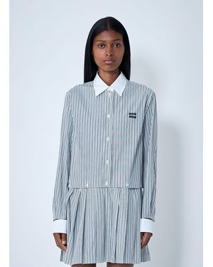 Miu Miu Striped Pleated Dress - Blue