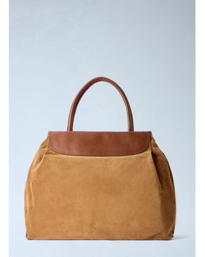 Dries Van Noten Blossom Suede Top Handle Bag - Brown