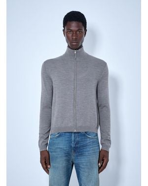 Acne Studios Zip-Up Bow Logo Cardigan - Blue