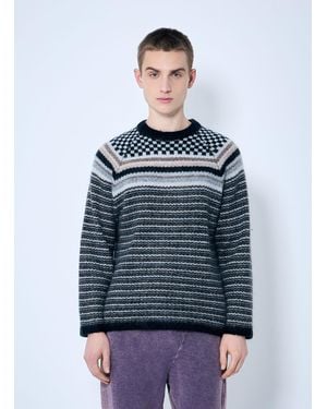 Nomarythm Textile Checker And Striped Sweater - Blue