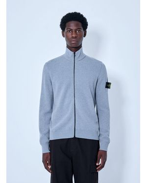 Stone Island Zip-Up Knit Jumper - Blue