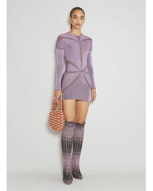 Isa Boulder Ray Knit Mini Dress - Purple