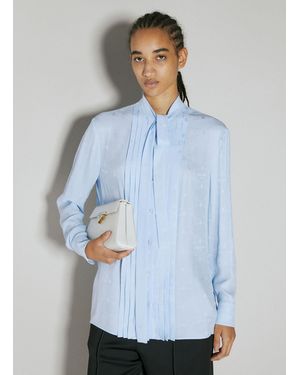 Prada Logo Jacquard Silk Shirt - Blue