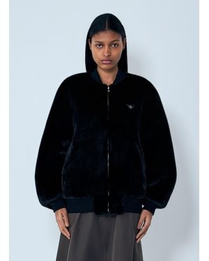 Prada Faux Fur Reversible Bomber Jacket - Blue