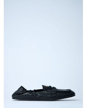 Miu Miu Logo Motif Leather Loafers - White