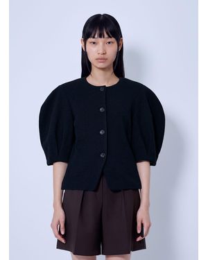 Max Mara Puff Sleeve Buttoned Jacket - Blue