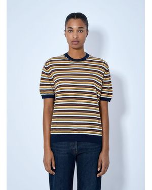 Prada Striped Knit T-Shirt - Blue