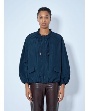 Max Mara Water-Repellent Taffeta Bomber Jacket - Blue
