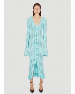 Blumarine Pointelle Knit Frilled Dress - Blue