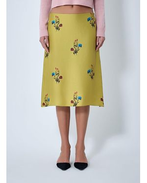 Marni Printed Silk Skirt - Yellow