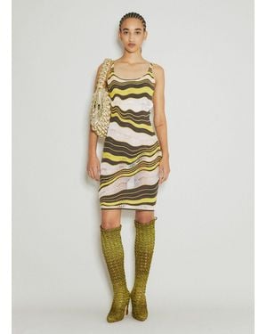 Isa Boulder Wave Knit Midi Dress - Metallic