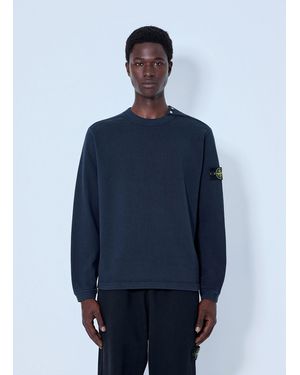 Stone Island Crewneck Sweatshirt With Sleeve Logo Patch - Blue