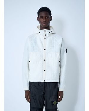 Stone Island Padded Logo Motif Hooded Jacket - White