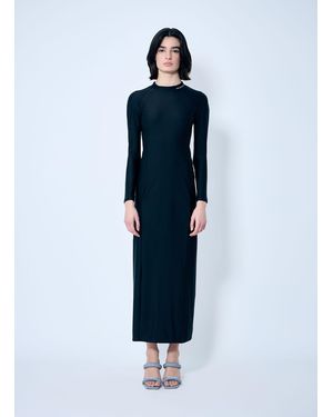 Alexander Wang Ruched Wide V Neck Maxi Dress - Blue
