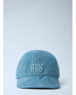 Miu Miu Denim Washed Baseball Cap - Blue