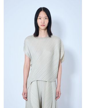 Pleats Please Issey Miyake Pleated Asymmetric Top - White