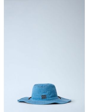 Miu Miu Wide-Brimmed Logo Hat - Blue