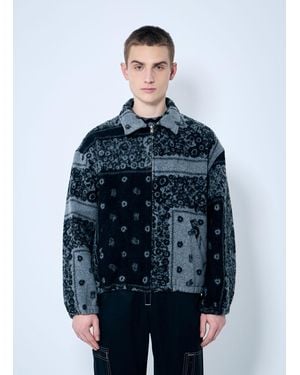 Nomarythm Textile Blanket Fleece Jacket - Blue