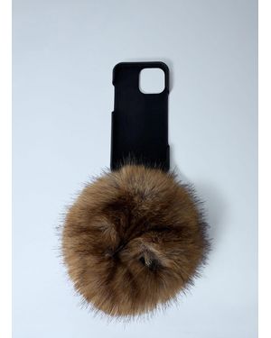 Balenciaga Tech Phone Case With Faux Fur Embellishment - Natural