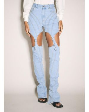 Mugler Buckled Chaps Skinny Jeans - Blue