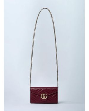 Gucci Gg Marmont Wallet On Chain - White