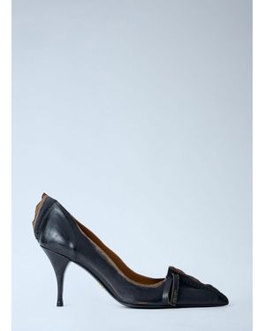 Prada Antiqued Leather Court Shoes - Blue
