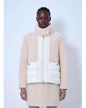 Moncler Glorieux Hooded Teddy Short Down Jacket - White