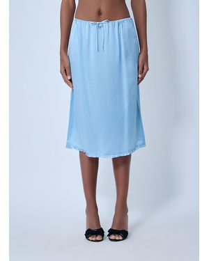 Prada Satin Midi Skirt - Blue