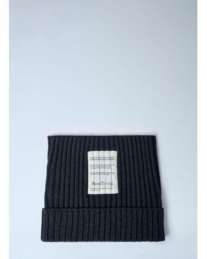 Acne Studios Ribbed Square Beanie Hat - Blue