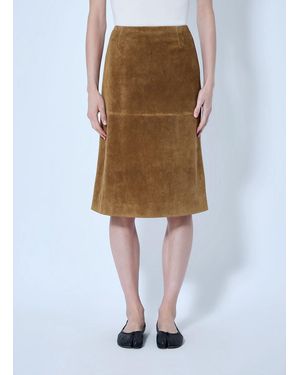 Jil Sander Paneled Suede Midi Skirt - Natural