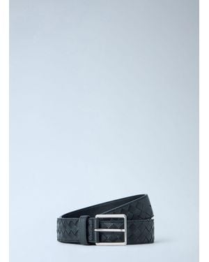 Bottega Veneta Woven Taurillon Leather Belt - Blue