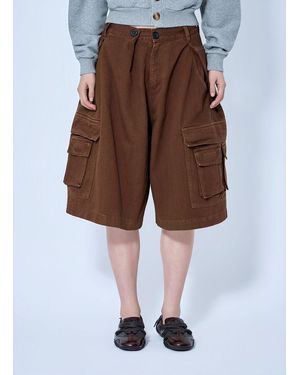 Abra Pleated Cargo Shorts - Brown