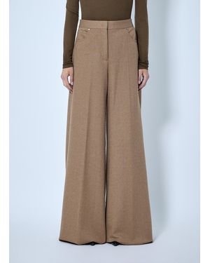 Max Mara Herringbone Wide-Leg Trousers - Brown