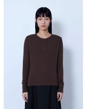 Studio Nicholson Roane Long Sleeve Henley - Blue