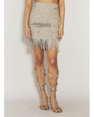 Isa Boulder Chevron-Weave Mini Skirt - Natural