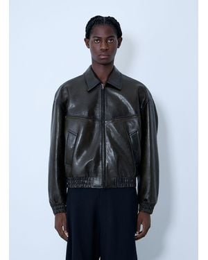 Acne Studios Leather Bomber Jacket - Blue