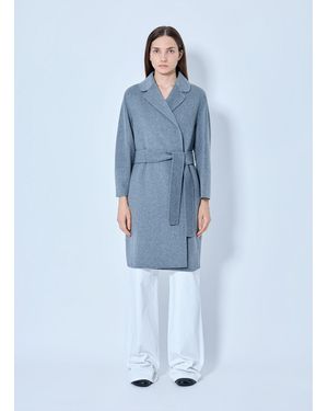 Max Mara Belted Wool-blend Coat - Blue