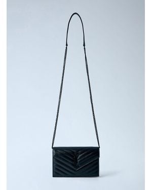 Saint Laurent Cassandre Envelope Chain Wallet - Blue