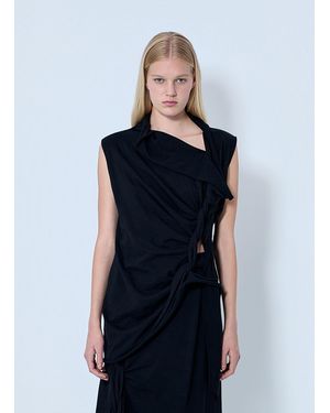 Yohji Yamamoto High Twisted French Terry Braided Top - Blue