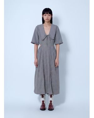 Ganni Check Cotton Cut Out Midi Dress - Blue
