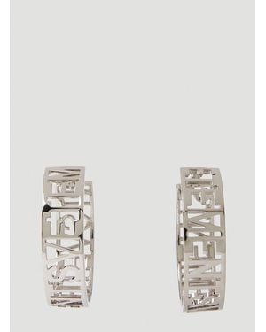 Vetements Logo Hoop Brass Earrings - White