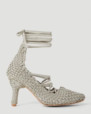 Isa Boulder Weavestrap Heels - White