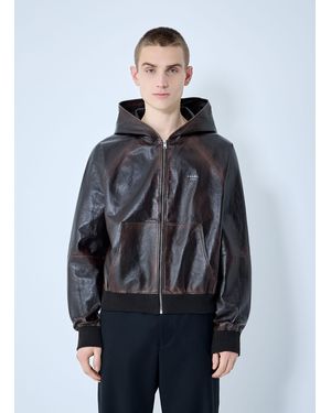 Prada Leather Hooded Jacket - Blue