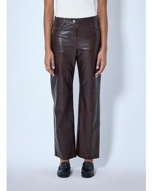 Max Mara Leather Wide-Leg Pants - Blue