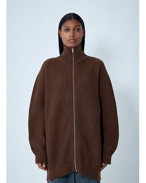 MM6 by Maison Martin Margiela Ribbed Knit Jacket - Brown