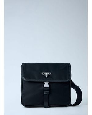 Prada Re-Nylon And Saffiano Leather Shoulder Bag - Blue