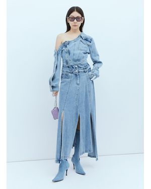 ROKH Asymmetric Neck Denim Jacket - Blue
